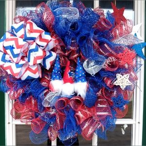 Patriotic gnome wreath